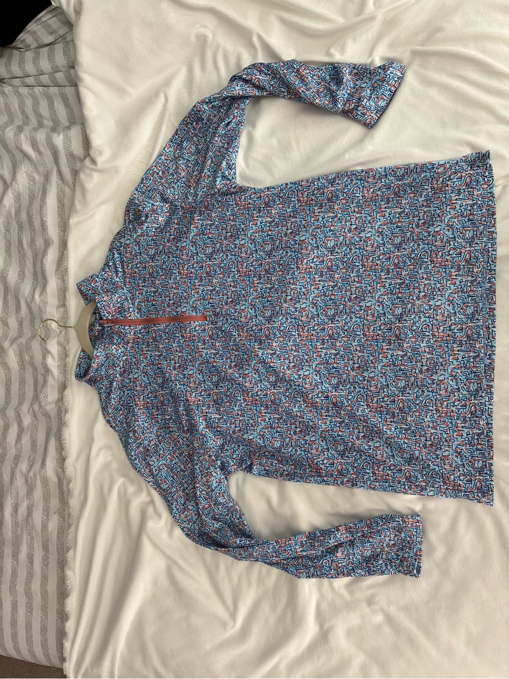 Men's Blue Geo-Print Performance Quarter-Zip Jacket